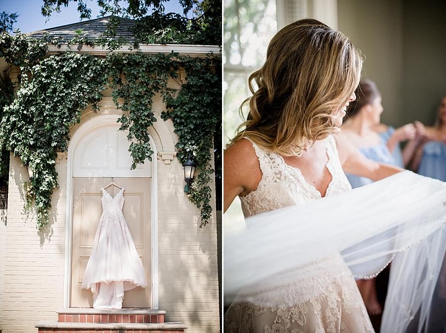 Bride in her wedding dress at this East Ivy Mansion Wedding session by Knoxville Wedding Photographer, Amanda May Photos.