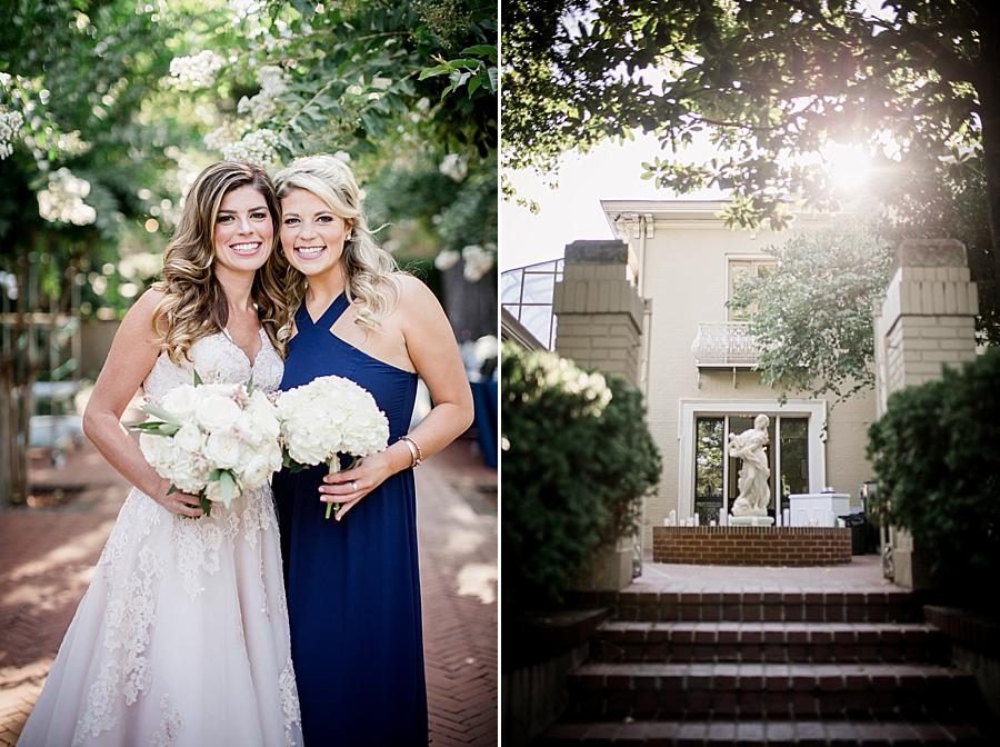 Bride with bridesmaid at this East Ivy Mansion Wedding session by Knoxville Wedding Photographer, Amanda May Photos.