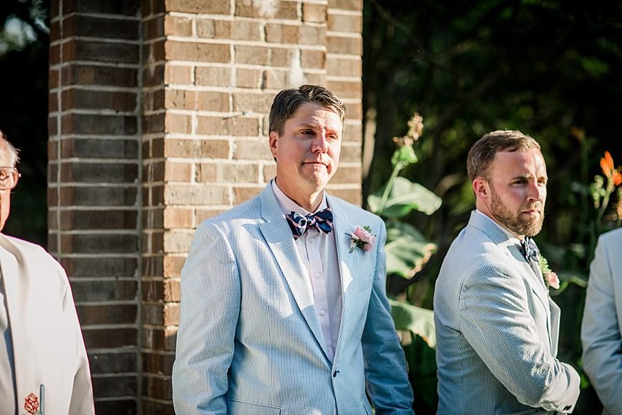 Grooms face during ceremony at this East Ivy Mansion Wedding session by Knoxville Wedding Photographer, Amanda May Photos.