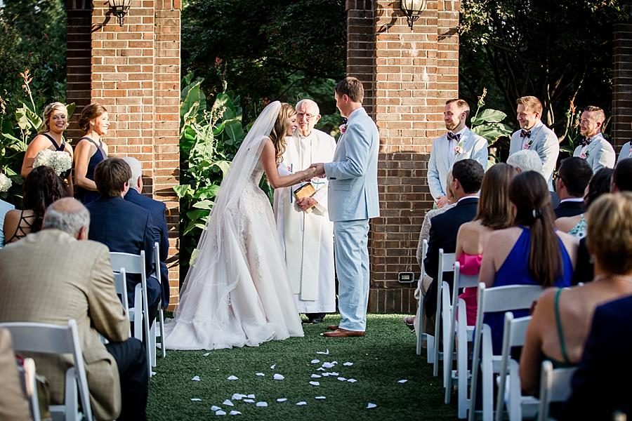 Bride laughing at the alter at this East Ivy Mansion Wedding session by Knoxville Wedding Photographer, Amanda May Photos.