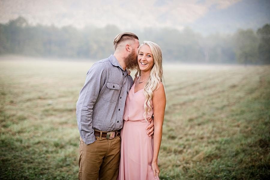 Kissing her cheek at this Townsend Anniversary session by Knoxville Wedding Photographer, Amanda May Photos.