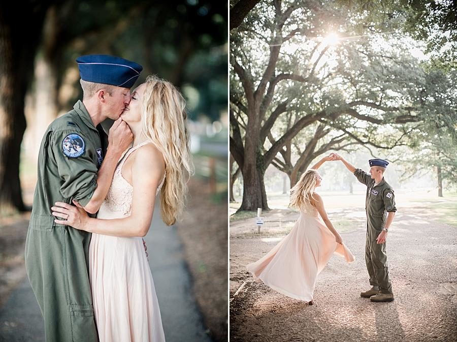 Twirling at this Air Force Engagement Session by Knoxville Wedding Photographer, Amanda May Photos.