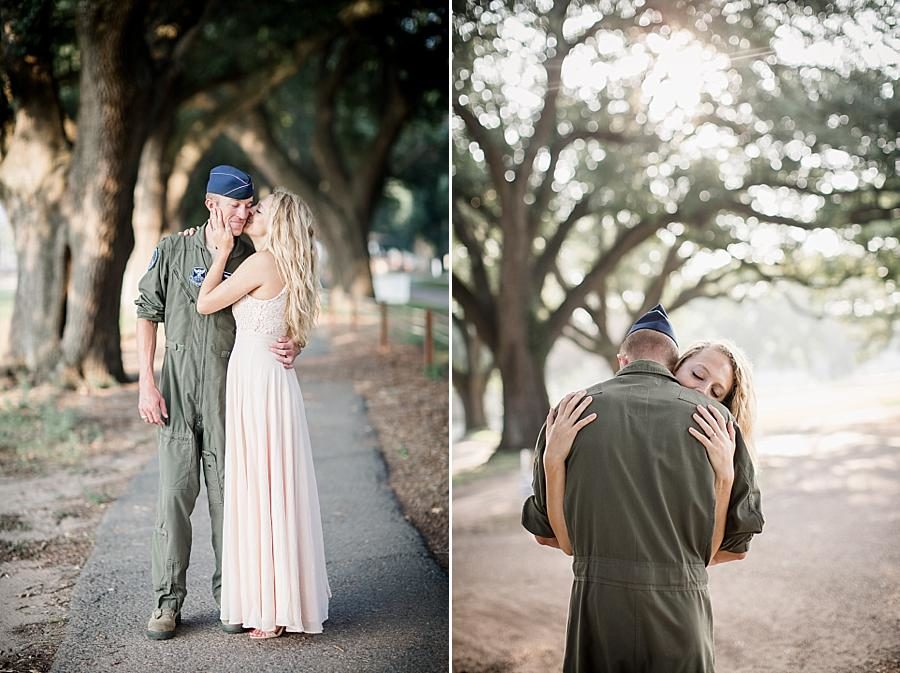 Kisses on the cheek at this Air Force Engagement Session by Knoxville Wedding Photographer, Amanda May Photos.