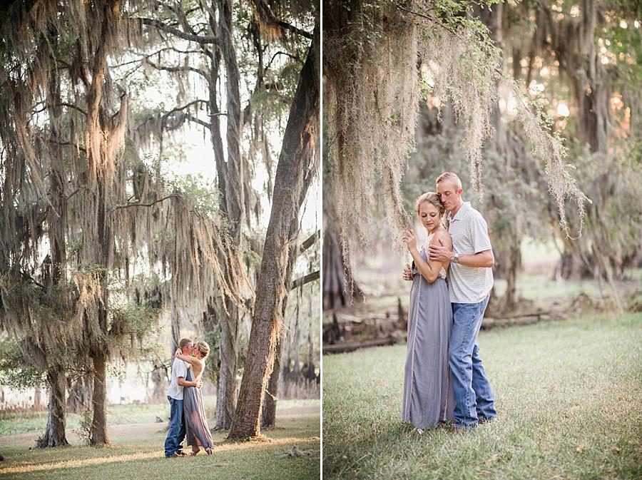 Touching the moss at this Air Force Engagement Session by Knoxville Wedding Photographer, Amanda May Photos.