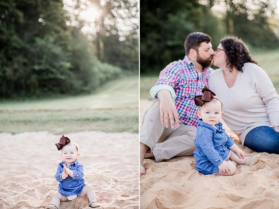 Baby in sand by Knoxville Wedding Photographer, Amanda May Photos.