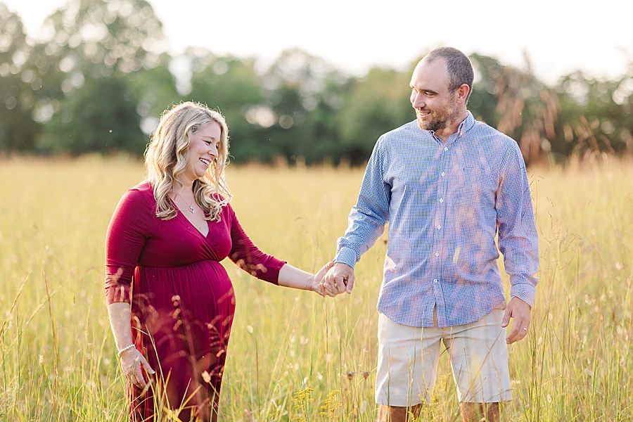walking through the grass at this melton hill maternity