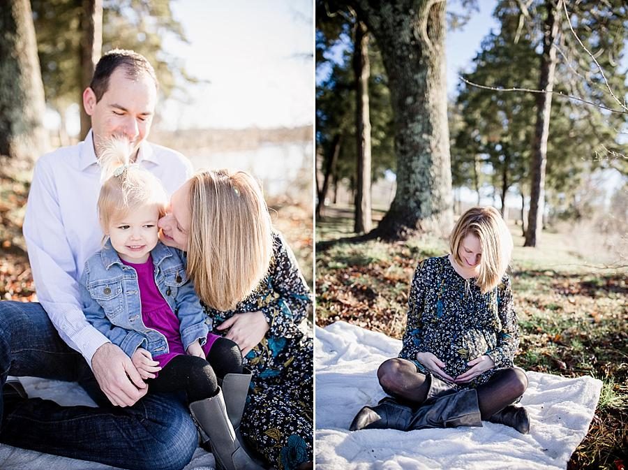 Kissing big sister's cheek at this concord park family session by Knoxville Wedding Photographer, Amanda May Photos.