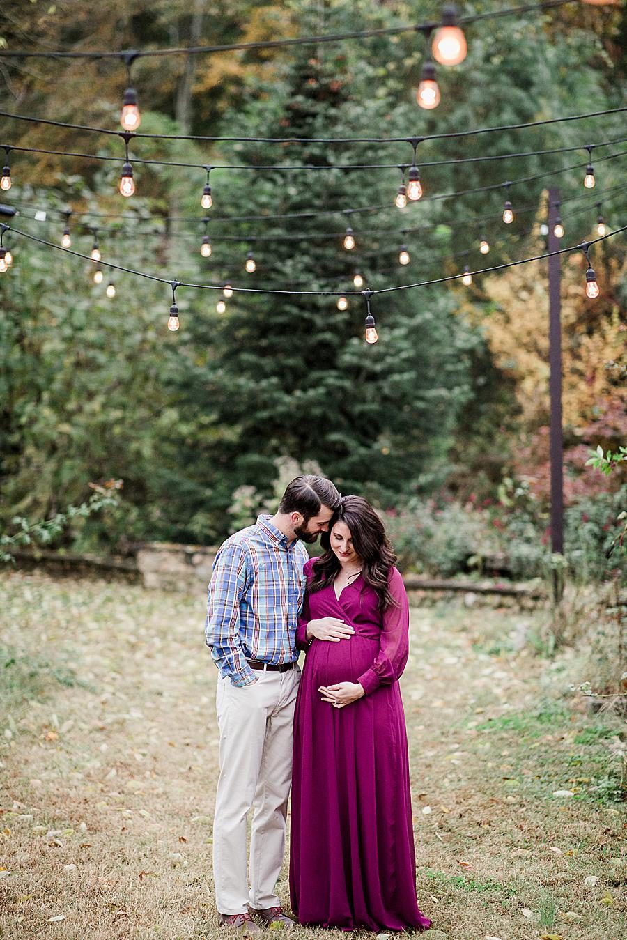 Outdoor Edison Bulbs at this Natchez Trace Glen Maternity by Knoxville Wedding Photographer, Amanda May Photos.