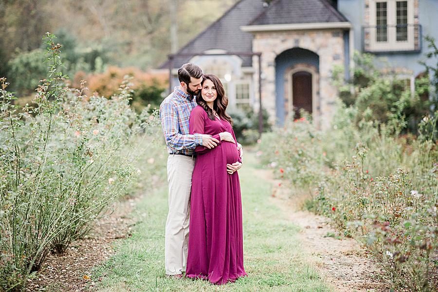 Hugging the bump at this Natchez Trace Glen Maternity by Knoxville Wedding Photographer, Amanda May Photos.