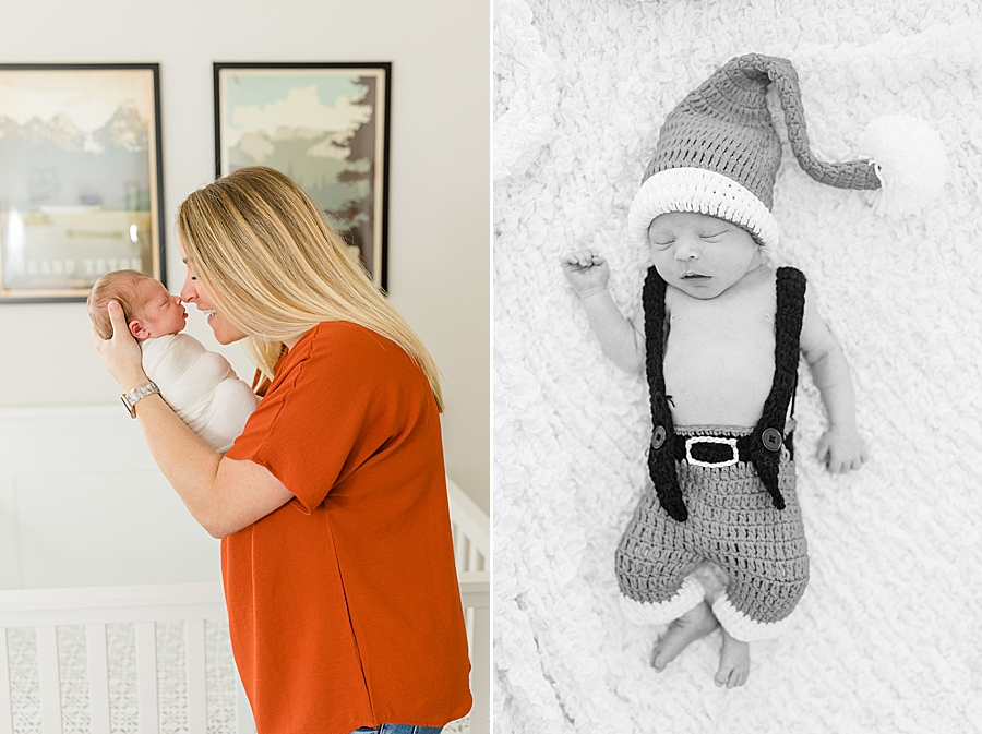 baby in santa outfit at this newborn session