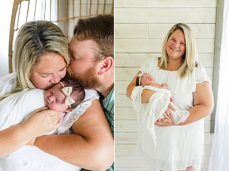 kiss on the cheek at this newborn session