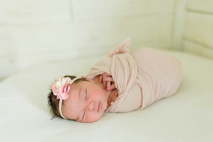 pink bow at this newborn session