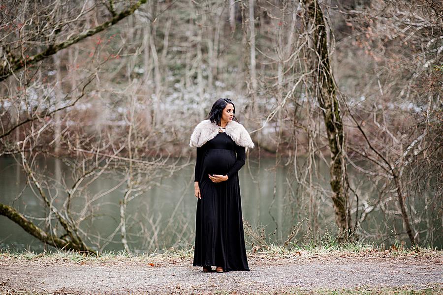 Baby bump at this Norris Dam maternity by Knoxville Wedding Photographer, Amanda May Photos.