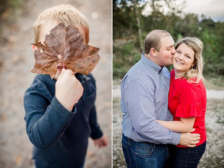 Kiss on the cheek at this Meads Quarry Sunrise Session by Knoxville Wedding Photographer, Amanda May Photos.