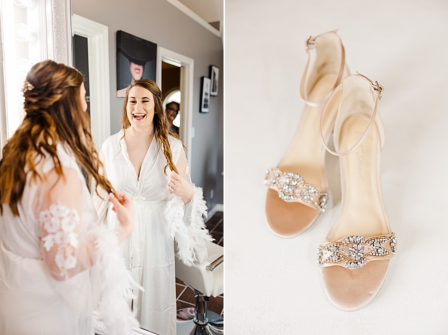 Gold and crystal bridal shoes