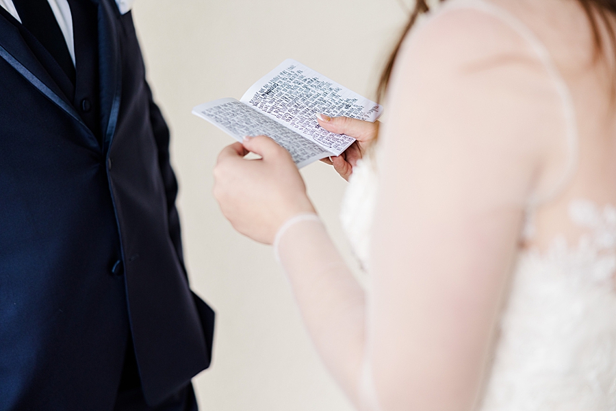 Bride reading letter from groom