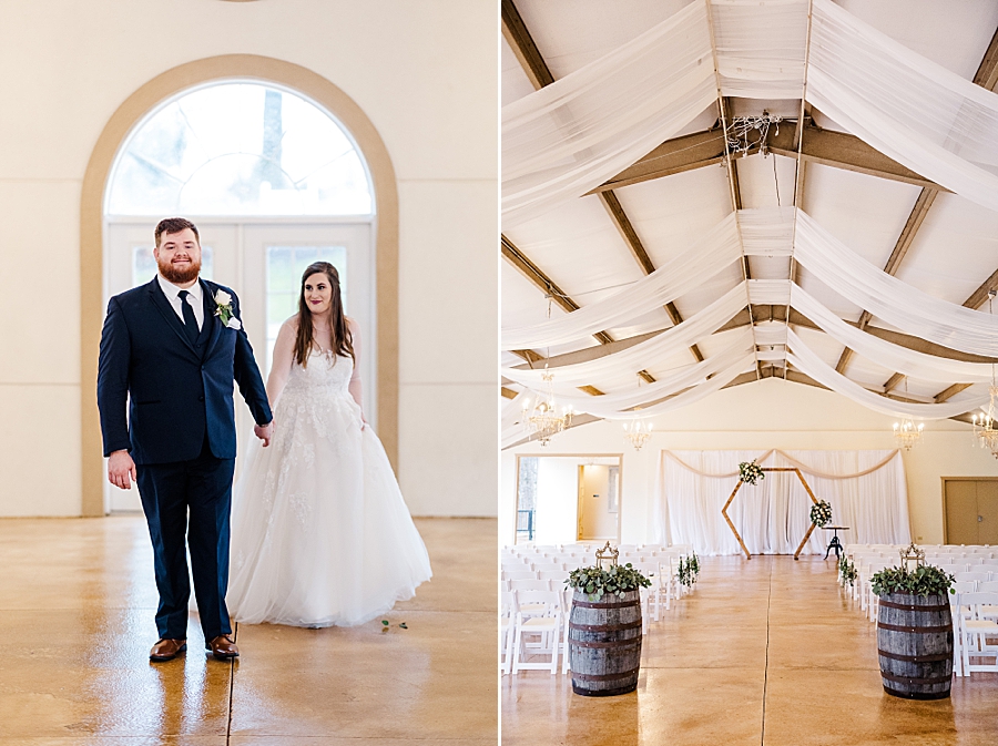 Indoor ceremony space at rainy castleton wedding