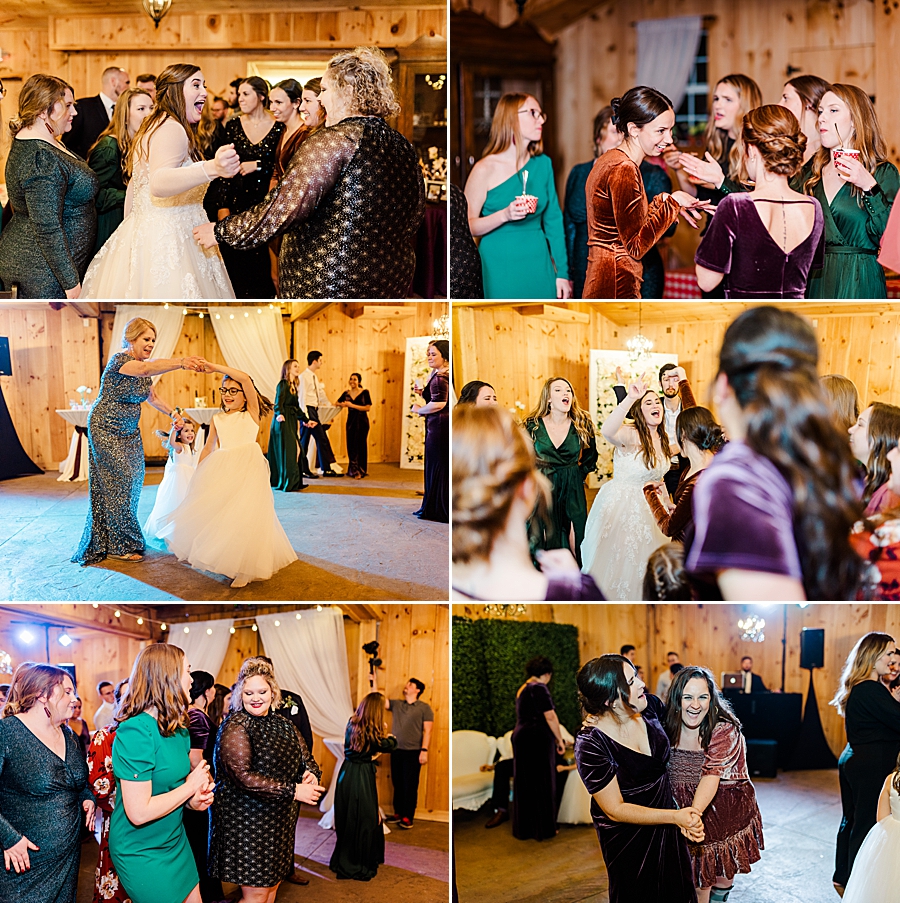 Reception collage of guests dancing