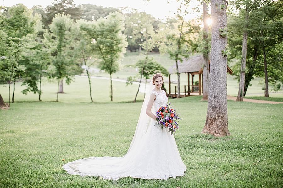 Lace bridal gown at this Ramble Creek Bridal session by Knoxville Wedding Photographer, Amanda May Photos.