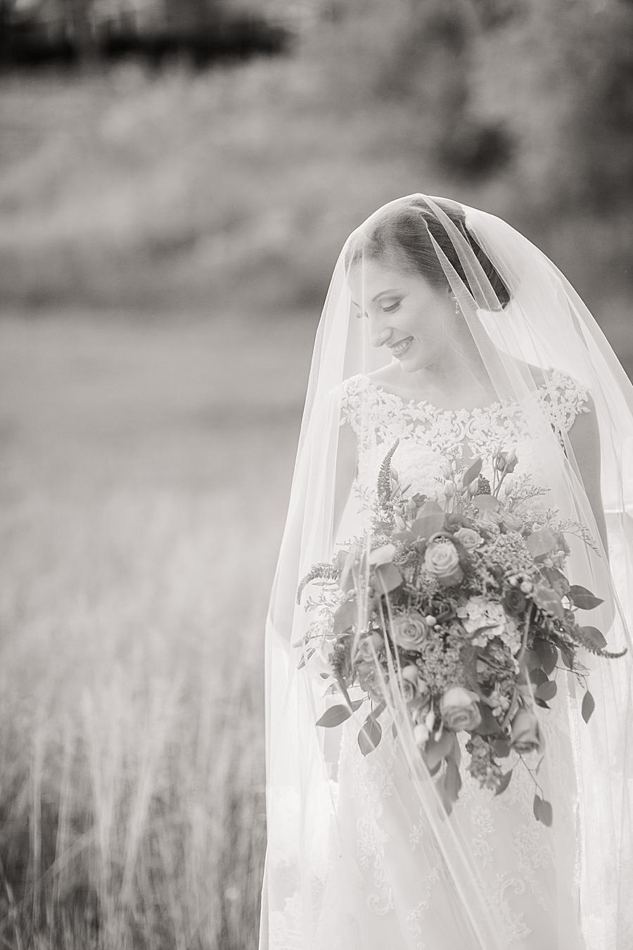 Black and white at this Ramble Creek Bridal session by Knoxville Wedding Photographer, Amanda May Photos.