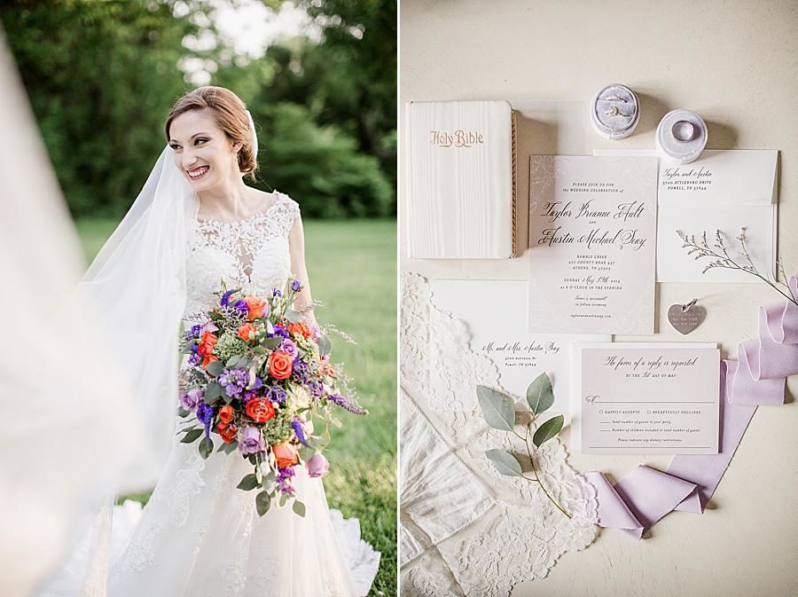 Invitation suite at this Ramble Creek Bridal session by Knoxville Wedding Photographer, Amanda May Photos.
