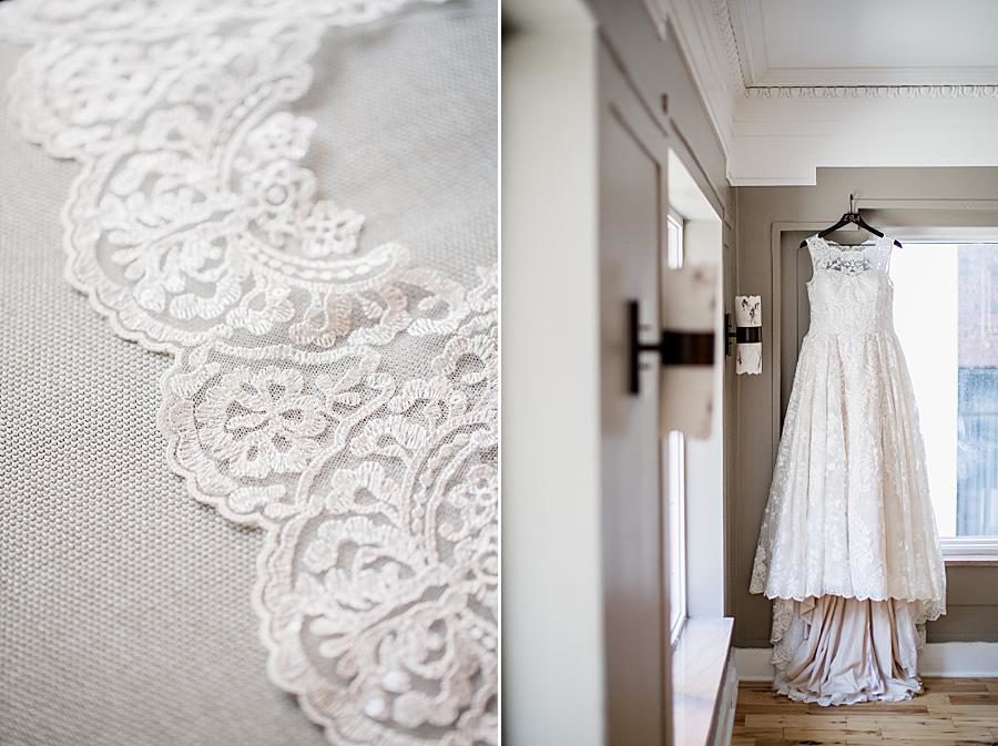 Lace detail at this Relix Theater Wedding by Knoxville Wedding Photographer, Amanda May Photos.