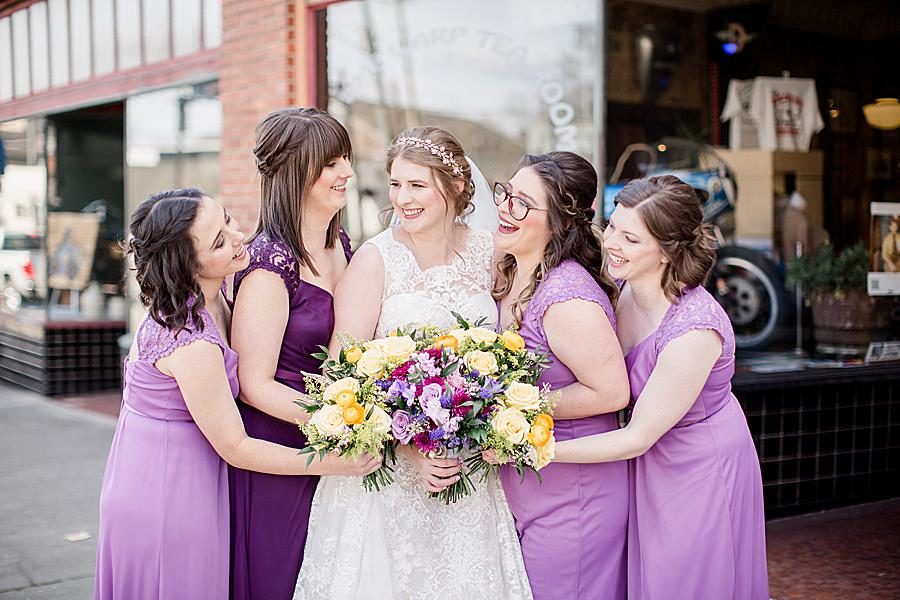 Bouquets together at this Relix Theater Wedding by Knoxville Wedding Photographer, Amanda May Photos.