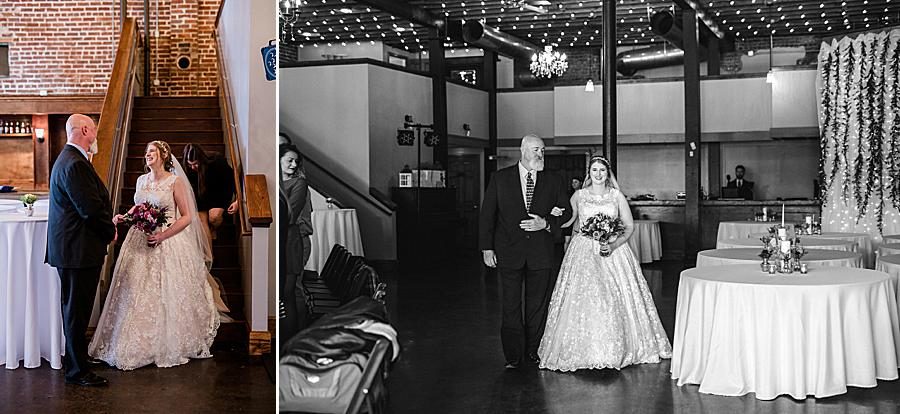 Walking down the aisle at this Relix Theater Wedding by Knoxville Wedding Photographer, Amanda May Photos.