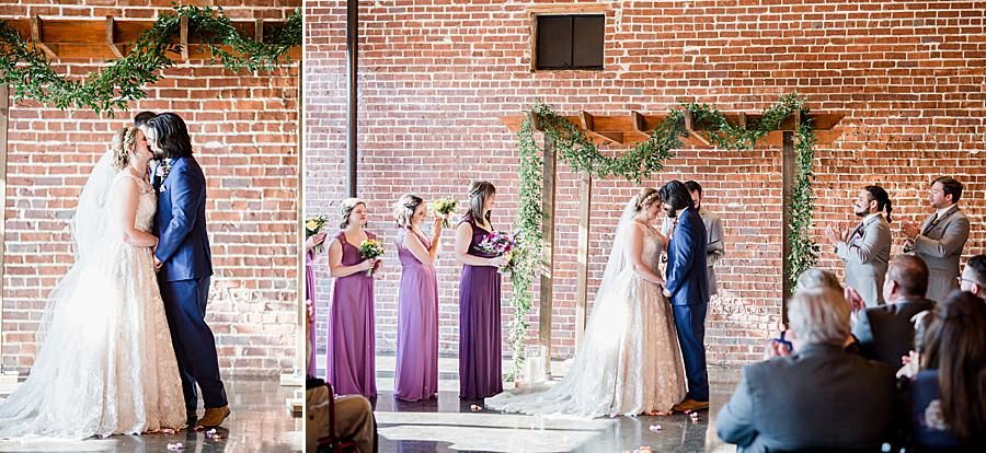 You may kiss the bride at this Relix Theater Wedding by Knoxville Wedding Photographer, Amanda May Photos.
