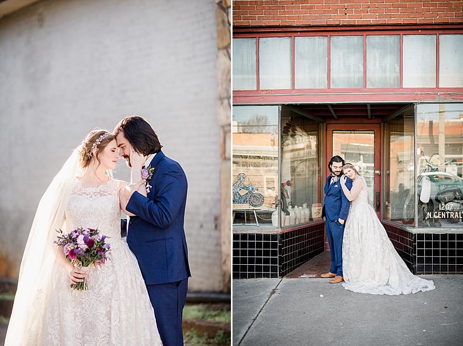 Hand on cheek at this Relix Theater Wedding by Knoxville Wedding Photographer, Amanda May Photos.