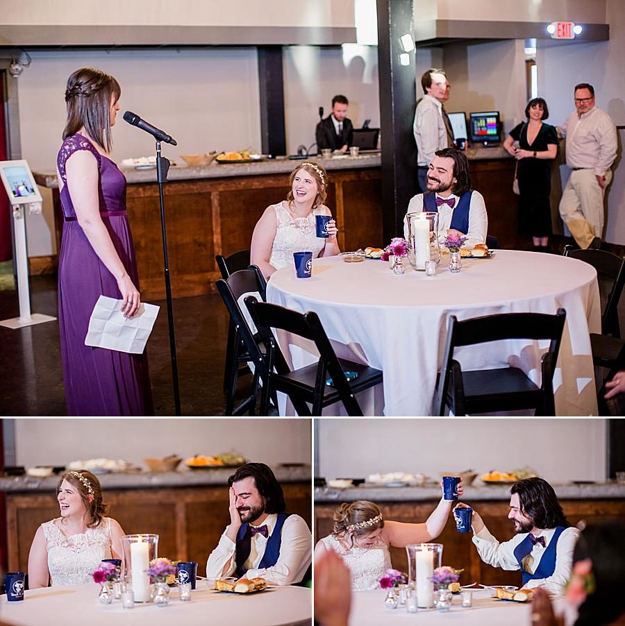 Toasts at this Relix Theater Wedding by Knoxville Wedding Photographer, Amanda May Photos.