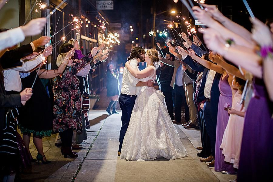 Final kiss at this Relix Theater Wedding by Knoxville Wedding Photographer, Amanda May Photos.