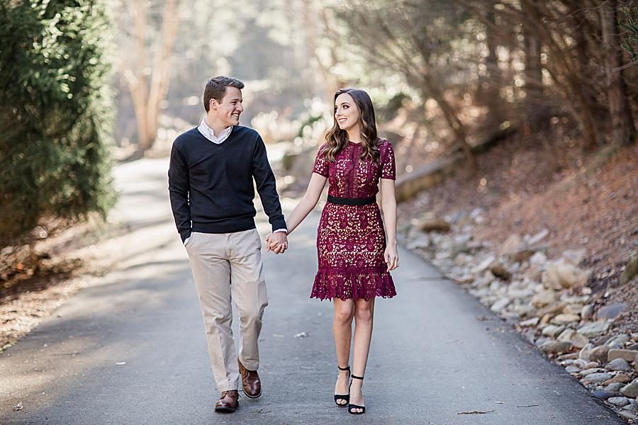 Holding hands at this Smoky Mountain Engagement by Knoxville Wedding Photographer, Amanda May Photos.