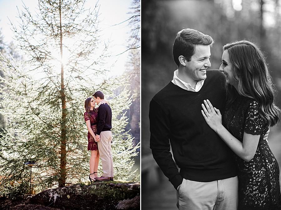 On a rock at this Smoky Mountain Engagement by Knoxville Wedding Photographer, Amanda May Photos.