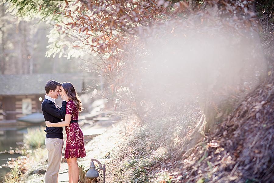 Foreheads together at this Smoky Mountain Engagement by Knoxville Wedding Photographer, Amanda May Photos.