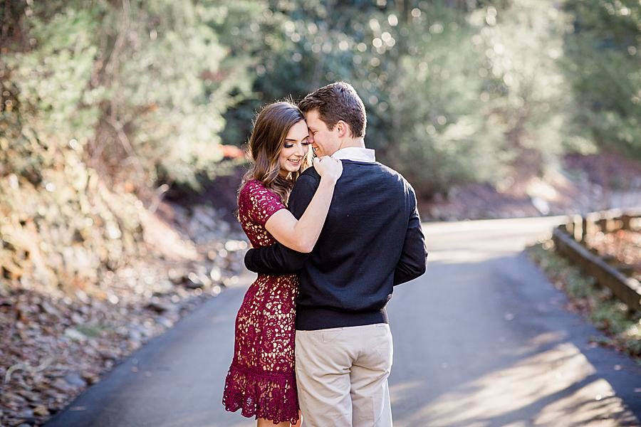 Hand on shoulder at this Smoky Mountain Engagement by Knoxville Wedding Photographer, Amanda May Photos.