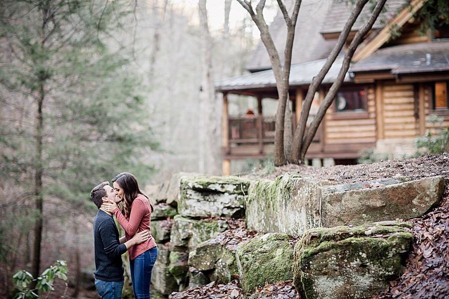 Log cabin at this Smoky Mountain Engagement by Knoxville Wedding Photographer, Amanda May Photos.