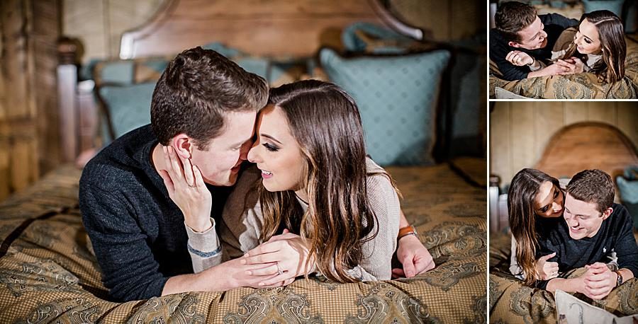 Bed at this Smoky Mountain Engagement by Knoxville Wedding Photographer, Amanda May Photos.