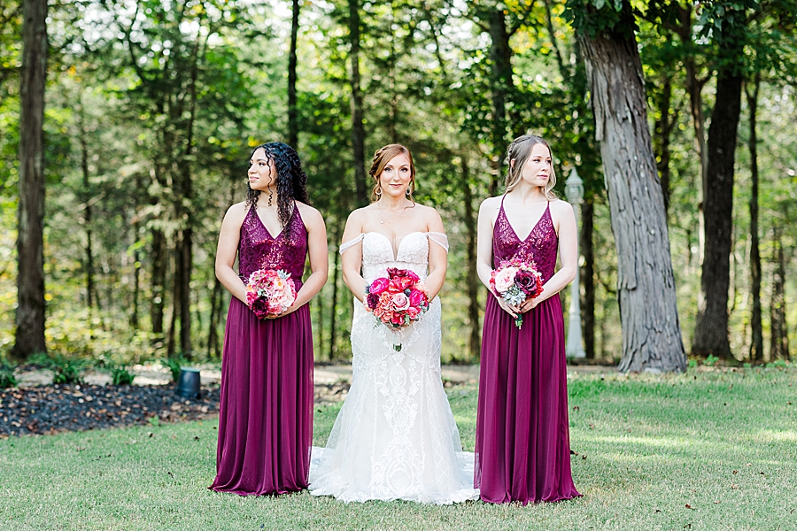 cranberry dresses at this stone gate farm wedding