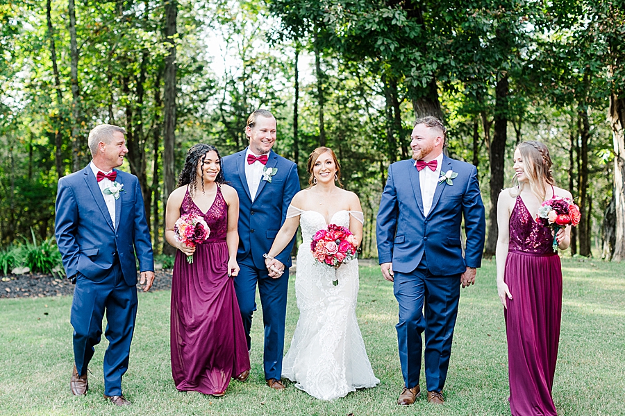 walking together at this stone gate farm wedding