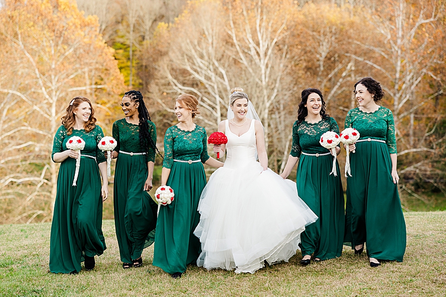 emerald green bridesmaid dresses at this strawberry creek wedding