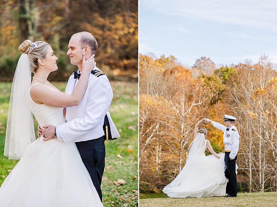 groom twirling bride at this strawberry creek wedding