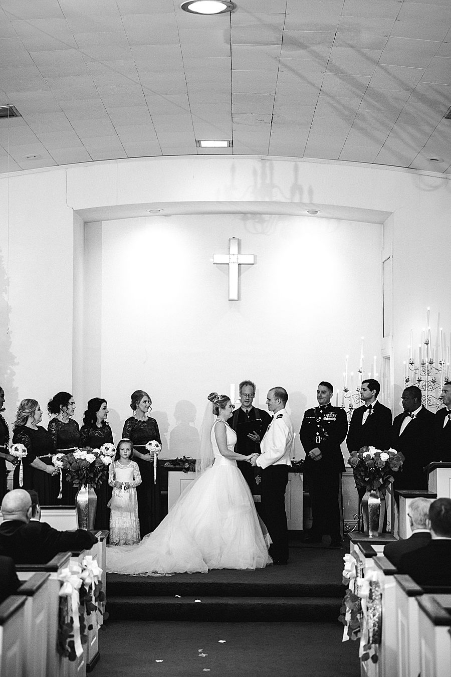 black and white ceremony portrait at this strawberry creek wedding