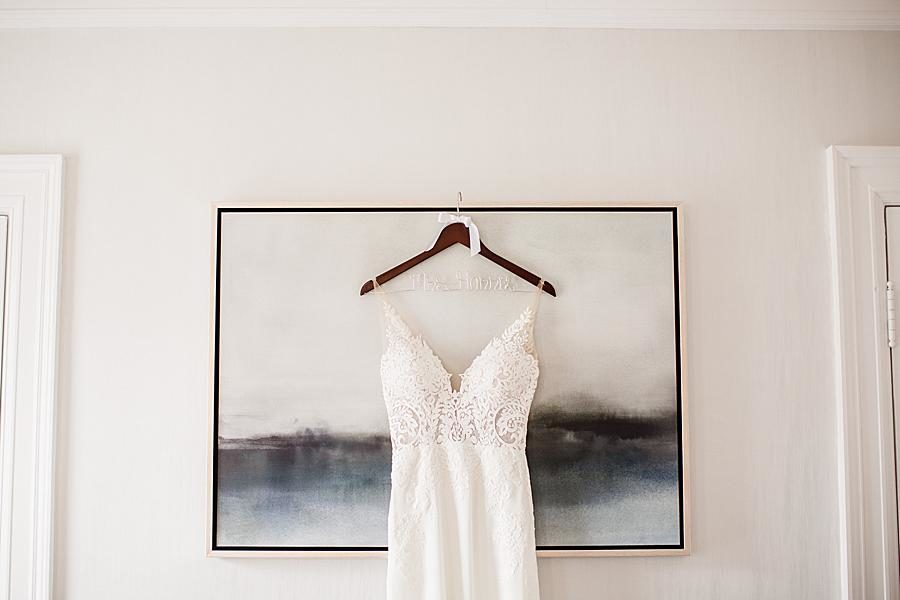 Personalized wedding dress hanger at this The Olmsted Wedding by Knoxville Wedding Photographer, Amanda May Photos.