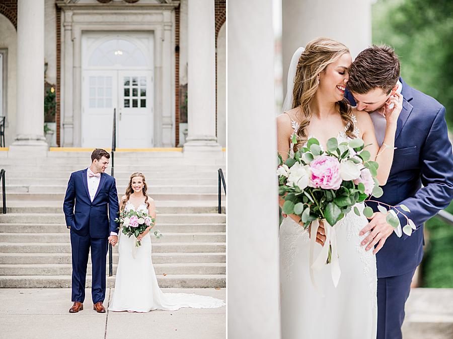 Kiss on the shoulder at this The Olmsted Wedding by Knoxville Wedding Photographer, Amanda May Photos.