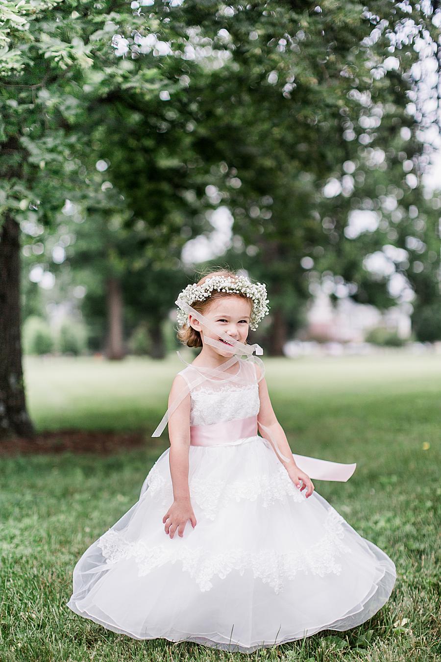Flower girl at this The Olmsted Wedding by Knoxville Wedding Photographer, Amanda May Photos.