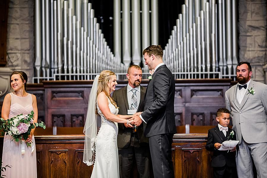 Exchanging vows at this The Olmsted Wedding by Knoxville Wedding Photographer, Amanda May Photos.