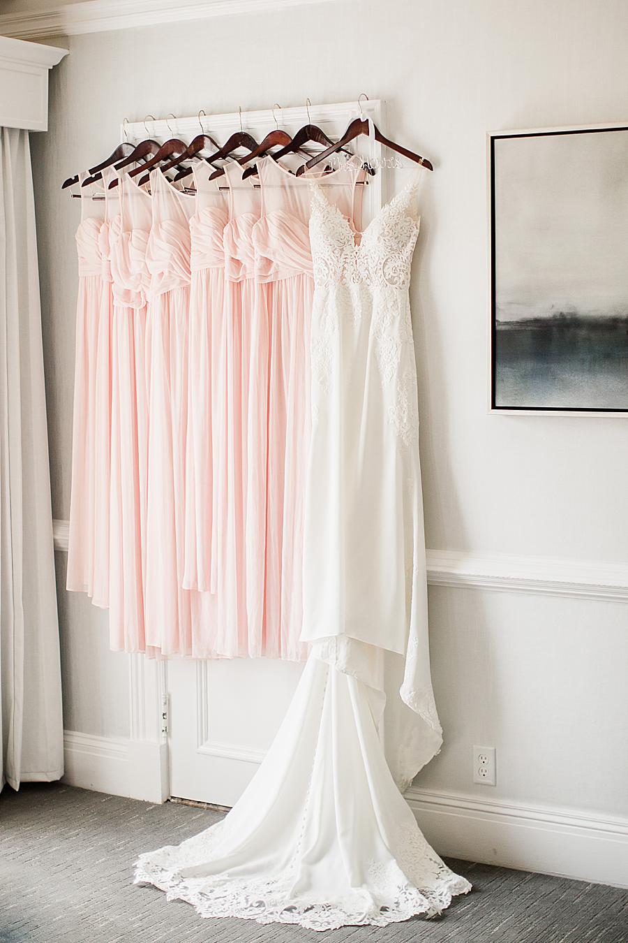 Wedding dress and bridesmaid dresses at this The Olmsted Wedding by Knoxville Wedding Photographer, Amanda May Photos.