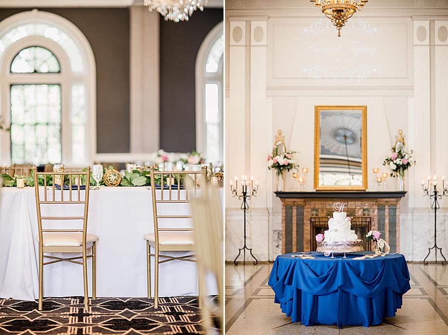 Navy table linens at this The Olmsted Wedding by Knoxville Wedding Photographer, Amanda May Photos.