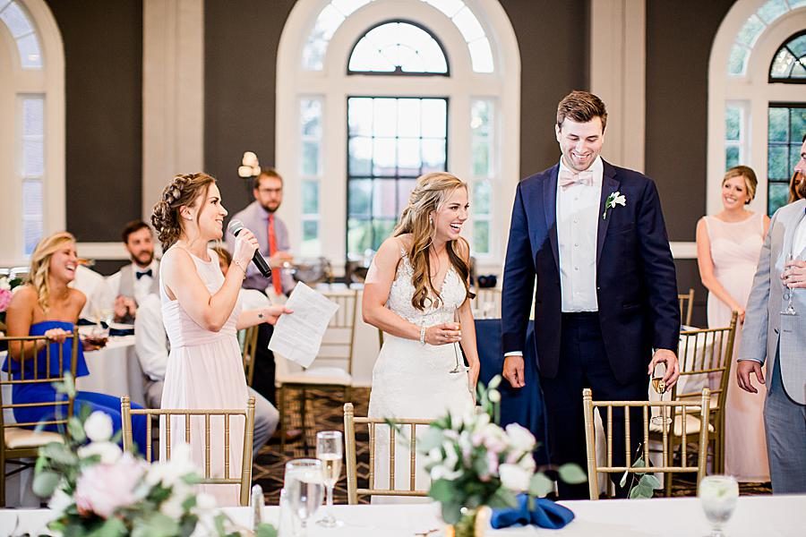 Reception toasts by Knoxville Wedding Photographer, Amanda May Photos.
